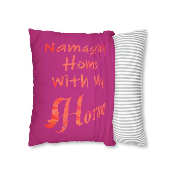 "Namast'ay Home With My Horse" - Marbled Orange & Fuchsia on Pink Pillow COVER - Image 9