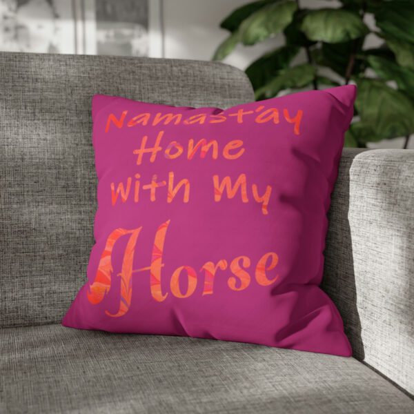 "Namast'ay Home With My Horse" - Marbled Orange & Fuchsia on Pink Pillow COVER - Image 13