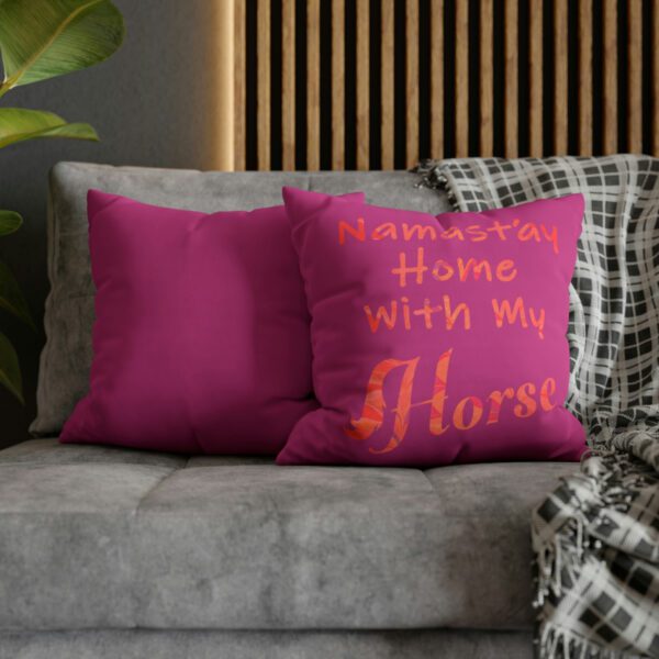 "Namast'ay Home With My Horse" - Marbled Orange & Fuchsia on Pink Pillow COVER - Image 14