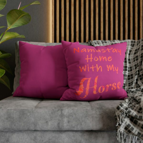 "Namast'ay Home With My Horse" - Marbled Orange & Fuchsia on Pink Pillow COVER - Image 21