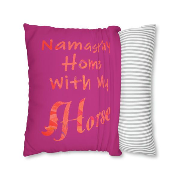 "Namast'ay Home With My Horse" - Marbled Orange & Fuchsia on Pink Pillow COVER - Image 23