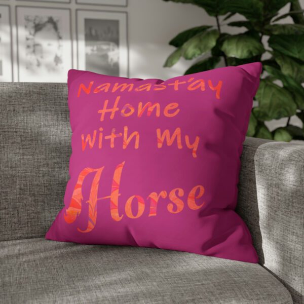 "Namast'ay Home With My Horse" - Marbled Orange & Fuchsia on Pink Pillow COVER - Image 27