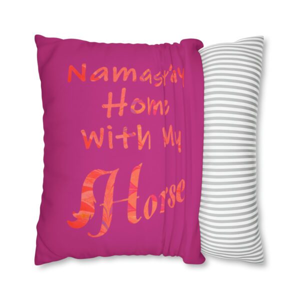"Namast'ay Home With My Horse" - Marbled Orange & Fuchsia on Pink Pillow COVER - Image 30