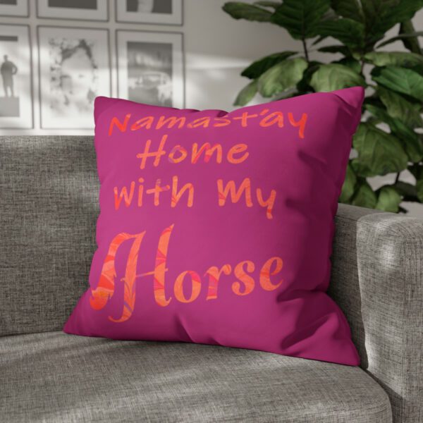 "Namast'ay Home With My Horse" - Marbled Orange & Fuchsia on Pink Pillow COVER - Image 34